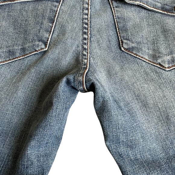 Salt Works Sz 28 Vtg Y2K Low Rise Flare Jeans Usa Made Vintage Wash Flap Pockets - Picture 16 of 16